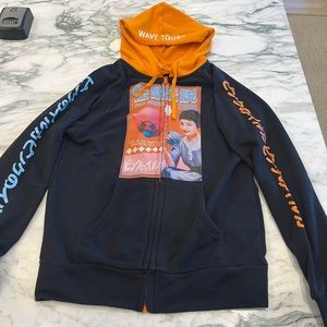 Pink + Dolphin zip up hoodie